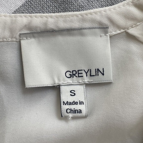 Greylin Anthropologie Womens Sheer Long Sleeve Tie Back Blouse Ivory Size Small - Picture 3 of 6